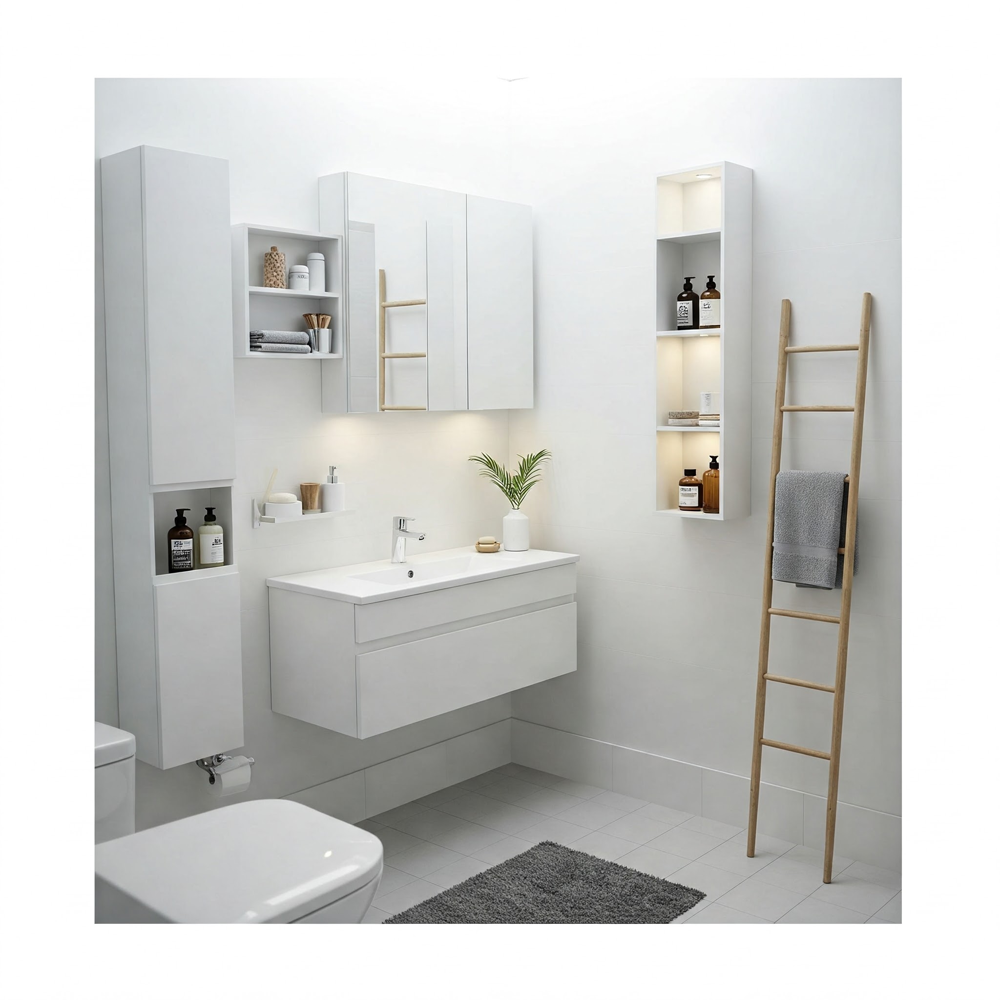 Maximize small bathroom storage