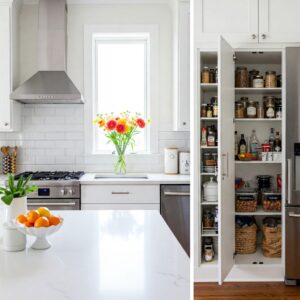 Clean and Organized Modern Kitchen Countertop and Cabinets
