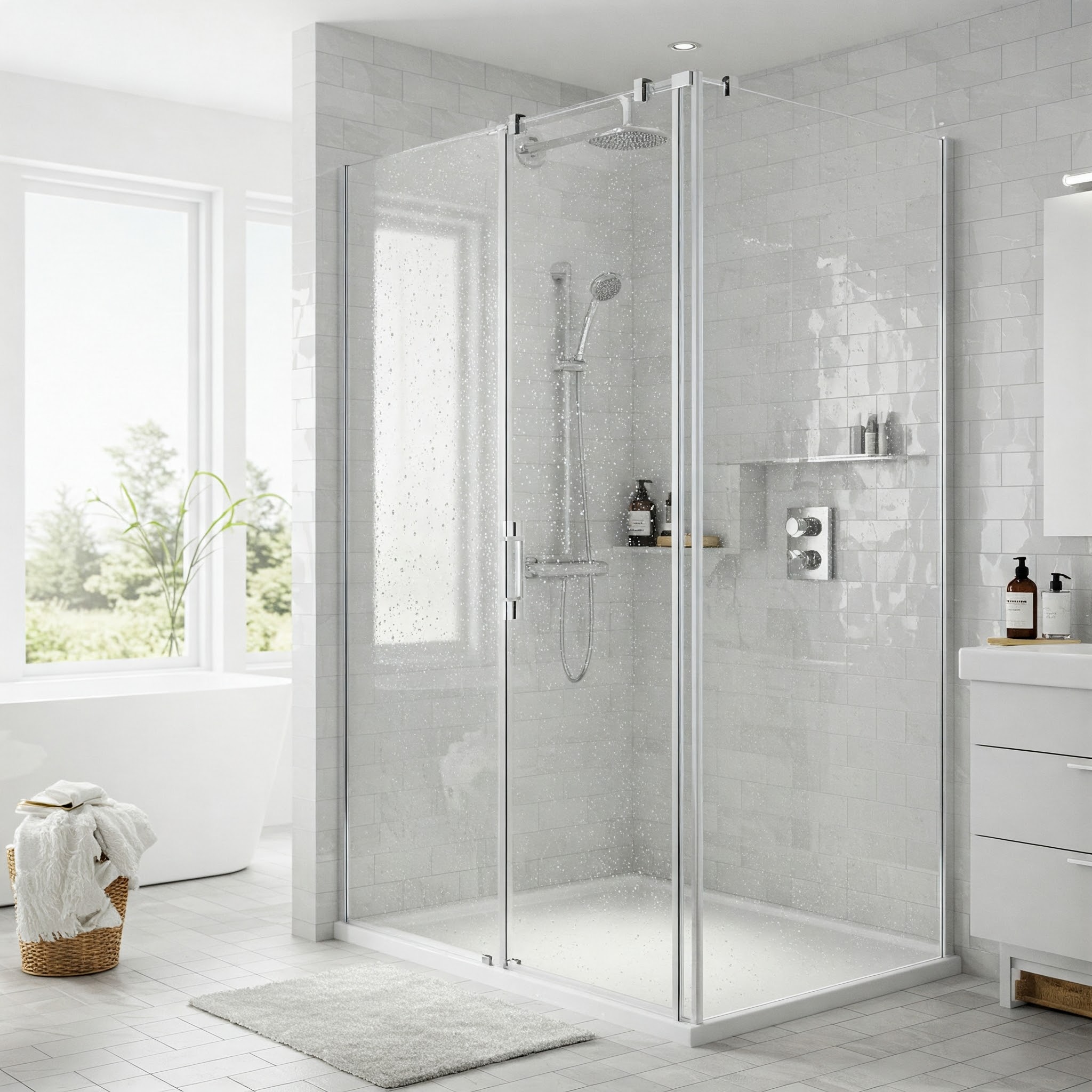 Modern Bathroom with Sleek Frameless Glass Shower Enclosure