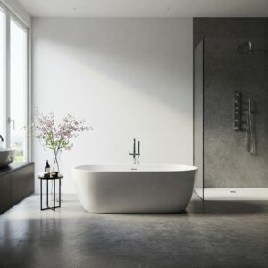 Elegant Freestanding Bathtub as Focal Point in Luxurious Modern Bathroom